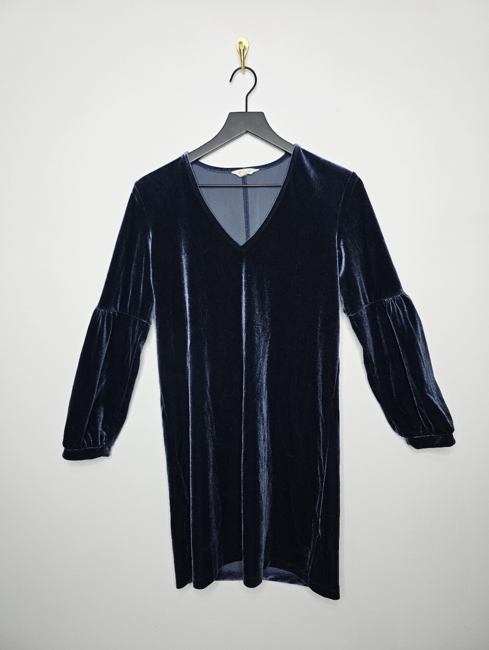 Madewell Balloon Sleeve Blue Velvet Dress Size X-Small